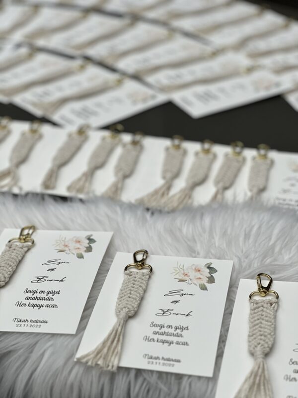 macrame sleutelhanger met kaart - Afbeelding 4