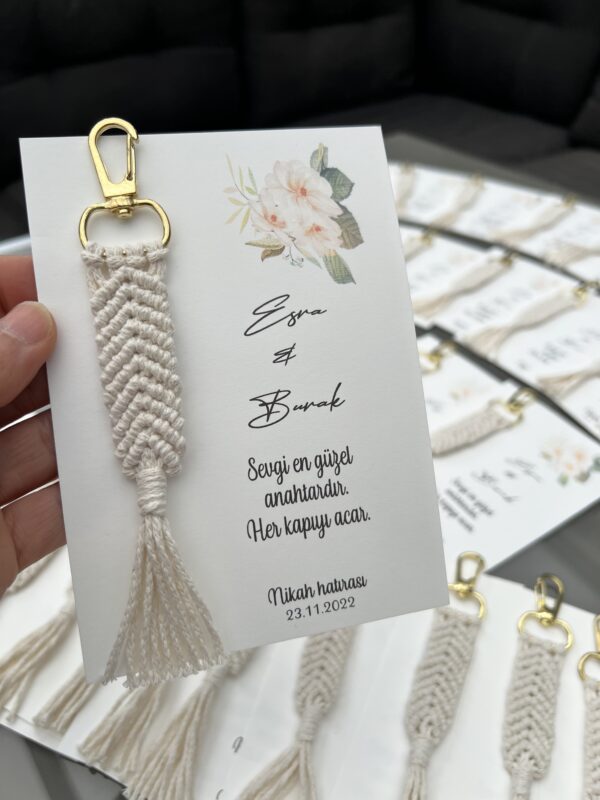 macrame sleutelhanger met kaart - Afbeelding 3